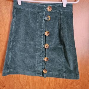 Peach Love California Green Corduroy Mini Skirt